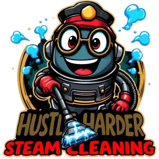 Hustle Harder Steam Cleaning Logo